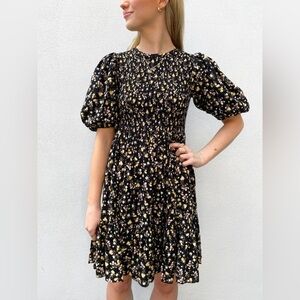 By Timo Dress Womens Size Small Smocking Mini Dress Floral Babydoll